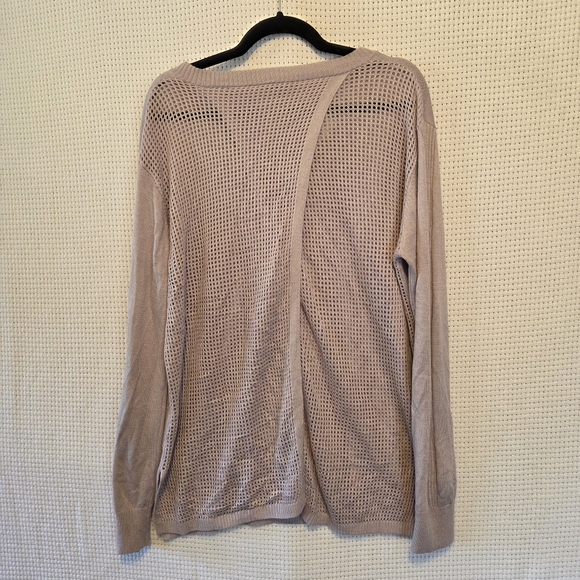 Diadora XL Loose Knit Cashmere Blend Taupe Women's V-Neck Athletic Sweater - Picture 6 of 10